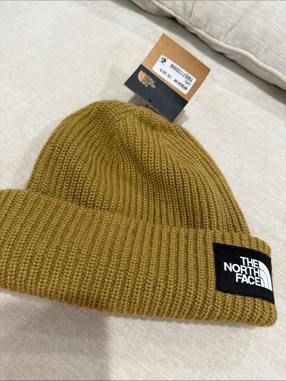 The North Face Olive Green Rib Knit Cuffed Beanie